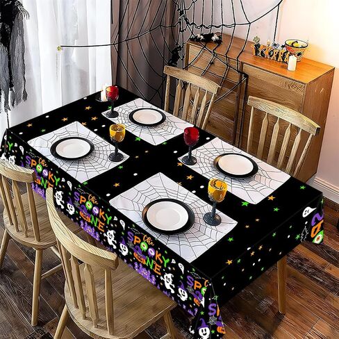 3 PCS Halloween Table -microlths - أغطية طاولة عيد ميلاد واحدة - قرع الأشباح من القماش المائدة البلاستيكية للبنين والفتاة لوازم حفلة عيد الميلاد الأولى in Saudi Arabia