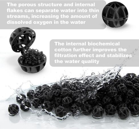 كرات Aquarium Bio - 100pcs وسائط مرشح الحوض الأسود بالجملة مع وسائط الترشيح البيولوجية الإسفنجية لـ Koi Pond ، خزان الأسماك ، علبة ، مضخة الهواء in Saudi Arabia