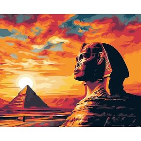 XTXGERL Paint by Numbers for Adults Beginner Egyptian Sphinx DIY Acrylic Painting by Numbers Kits with Brushes Acrylic Pigment Home Decoration Brithday Gifts 16x20 inch in Kuwait