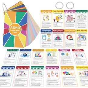 24 PCS ADHD مهارات مهارات المهارات ADHD ADHD البطاقات التعليمية مع حلقات الموثق أدوات علاج وقت التنظيم العاطفي للبالغين المراهقين in Kuwait