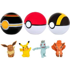 Pokemon Clip 'n' go multipack يضم Pikachu و Vulpix & Luxury Ball و Eevee & Poké Ball و Machop و Ultra Ball - Amazon Exclusive in Kuwait