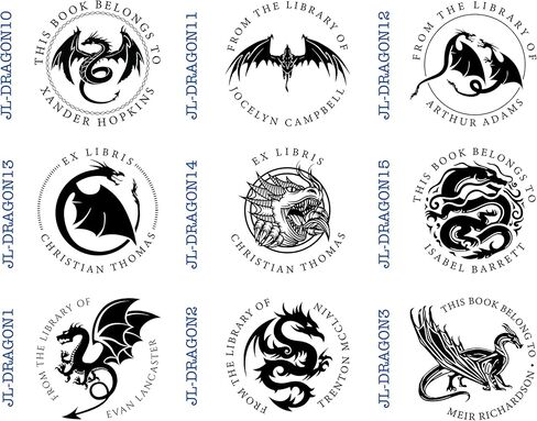 Personalized Dragon Theme Library Book Embosser - Custom Ex Libris Embossing Stamp (1 5/8' x 1 5/8') in Saudi Arabia