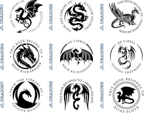 Personalized Dragon Theme Library Book Embosser - Custom Ex Libris Embossing Stamp (1 5/8' x 1 5/8') in Saudi Arabia