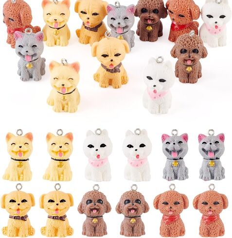 Resin Dog Charms Cute Cartoon Puppy Dog Dangle Pendants Pet Animal Charms Lovely Hang Ornament for DIY Crafts Keychain Necklace Jewelry Making in Saudi Arabia