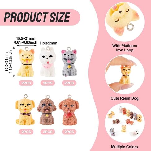 Resin Dog Charms Cute Cartoon Puppy Dog Dangle Pendants Pet Animal Charms Lovely Hang Ornament for DIY Crafts Keychain Necklace Jewelry Making in Saudi Arabia