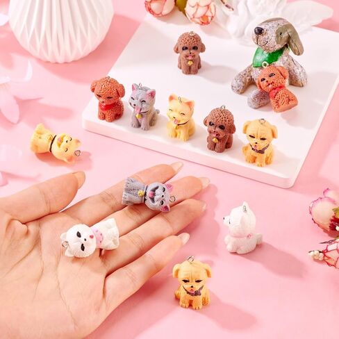 Resin Dog Charms Cute Cartoon Puppy Dog Dangle Pendants Pet Animal Charms Lovely Hang Ornament for DIY Crafts Keychain Necklace Jewelry Making in Saudi Arabia