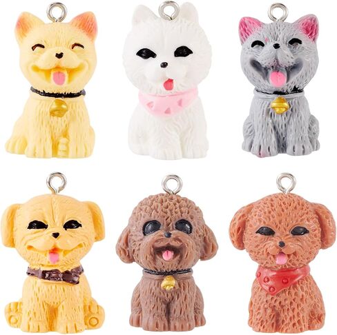 Resin Dog Charms Cute Cartoon Puppy Dog Dangle Pendants Pet Animal Charms Lovely Hang Ornament for DIY Crafts Keychain Necklace Jewelry Making in Saudi Arabia
