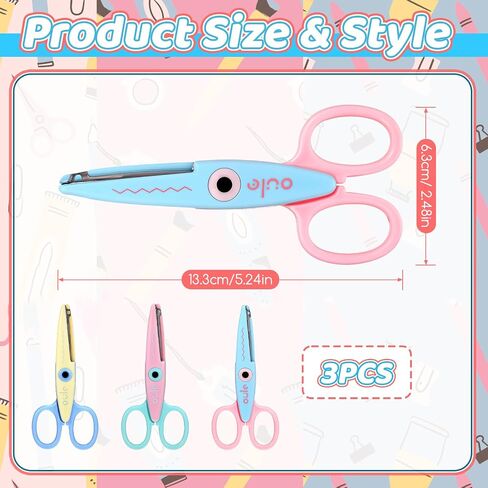 3pcs مقصات zag zag ، مقص حافة الحافة النمط الزخرفي ، 5.2 × 2.52 بوصة مقص سلامة حافة زخرفية ، ABS مقبض مقص لصياغة مشاريع قصاصات DIY المرح in Saudi Arabia