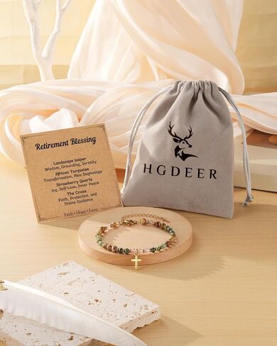 Hgdeer Crystal Sybed Cross Barcelet for Women Gifts التقاعد ، المجوهرات الحجرية الطبيعية مع بطاقة نعمة لأمي زميل في العمل المتقاعد أمي in Saudi Arabia