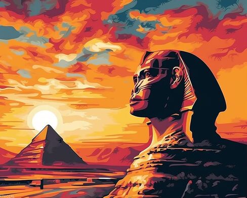 الطلاء XTXGERL بأرقام للبالغين المبتدئين المصريين أبو الهول ديي ديي الرسم الأكريليكي بأرقام أرقام مع فرش الصباغ الاكريليك ديكور هدايا يوم 16x20 بوصة in Saudi Arabia