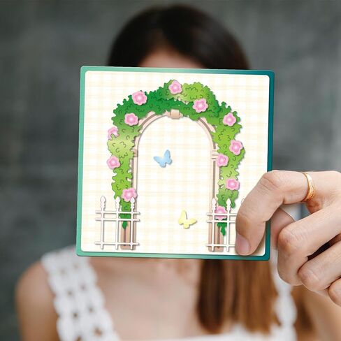 GLOBLELAND Flower Arch Door Cutting Dies Window Metal Die Cuts Brick Wall Cutting Embossing Templates for Scrapbooking Crafts Paper Cards Making in Kuwait