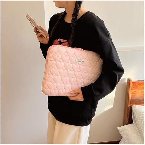 Women Coquette Print Laptop Bag Y2k Puffy Cotton 11-15 inch Storage Bags Downtown Girls Portable Clutch Tablet Bag in Kuwait