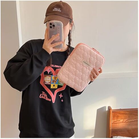 Women Coquette Print Laptop Bag Y2k Puffy Cotton 11-15 inch Storage Bags Downtown Girls Portable Clutch Tablet Bag in Kuwait