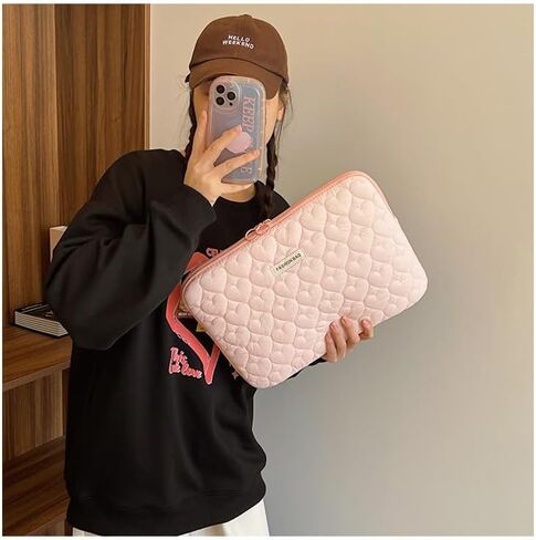 Women Coquette Print Laptop Bag Y2k Puffy Cotton 11-15 inch Storage Bags Downtown Girls Portable Clutch Tablet Bag in Kuwait