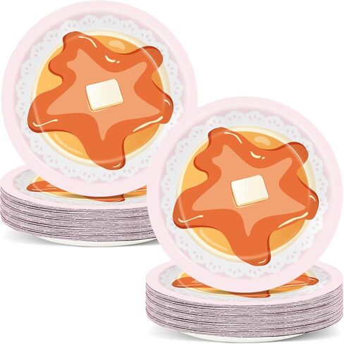 50pcs فطائر الفطائر و Pajamas Party Party 7-in Pajama عيد ميلاد الزخارف Girls Night Night Paper Paper Pancakes Panser Dessert Cake for Girl Grunt Slumber Birthday Supplies Supplies Supplies in Kuwait