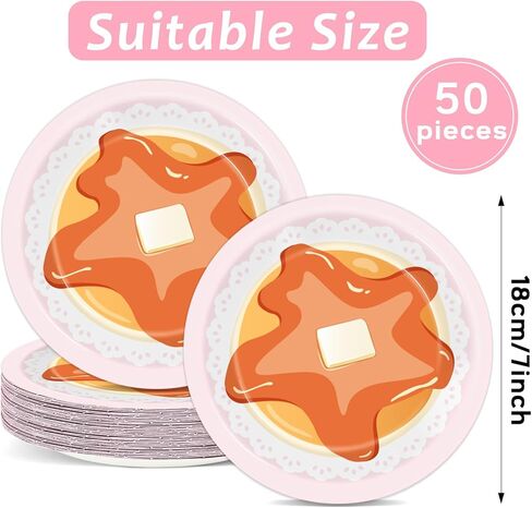 50pcs فطائر الفطائر و Pajamas Party Party 7-in Pajama عيد ميلاد الزخارف Girls Night Night Paper Paper Pancakes Panser Dessert Cake for Girl Grunt Slumber Birthday Supplies Supplies Supplies in Kuwait
