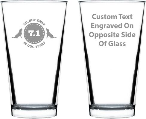 50th Birthday Dog Years - Pint Glass for Beer - Unique Funny Bday Gifts for Women and Men Turning 50-16 oz Glasses in Saudi Arabia