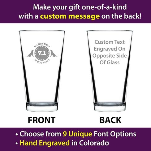 50th Birthday Dog Years - Pint Glass for Beer - Unique Funny Bday Gifts for Women and Men Turning 50-16 oz Glasses in Saudi Arabia