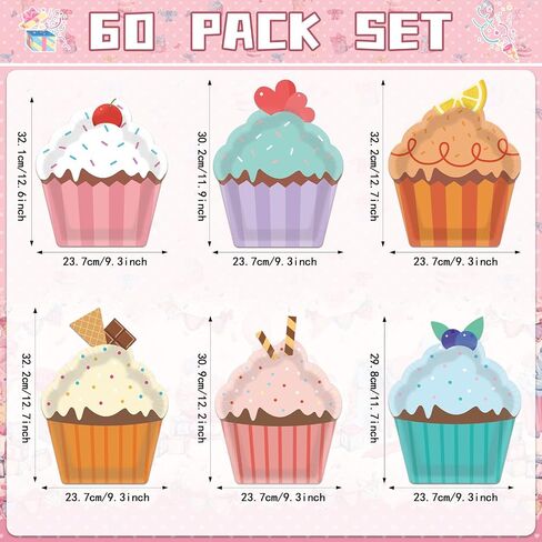 60 Pcs Donut Cupcake Party Plates Cake Shaped Disposable Plates Cupcake Paper Plates Treats Sweet Dessert Plates for Kids Girls Birthday Baby Shower Candyland Cookies Cupcake Tea Party Supplies Favor in Saudi Arabia