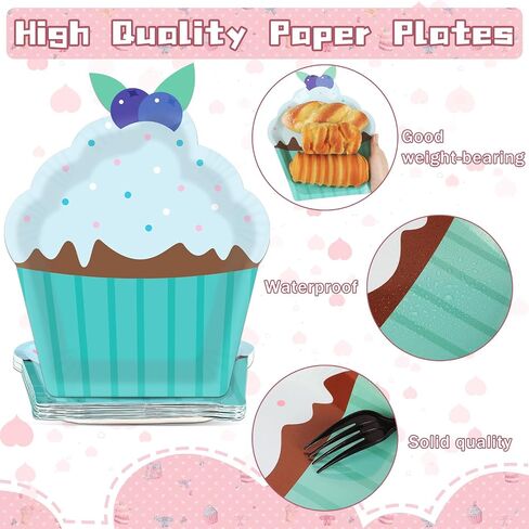 60 Pcs Donut Cupcake Party Plates Cake Shaped Disposable Plates Cupcake Paper Plates Treats Sweet Dessert Plates for Kids Girls Birthday Baby Shower Candyland Cookies Cupcake Tea Party Supplies Favor in Saudi Arabia