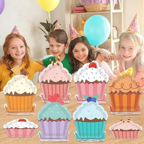 60 Pcs Donut Cupcake Party Plates Cake Shaped Disposable Plates Cupcake Paper Plates Treats Sweet Dessert Plates for Kids Girls Birthday Baby Shower Candyland Cookies Cupcake Tea Party Supplies Favor in Saudi Arabia