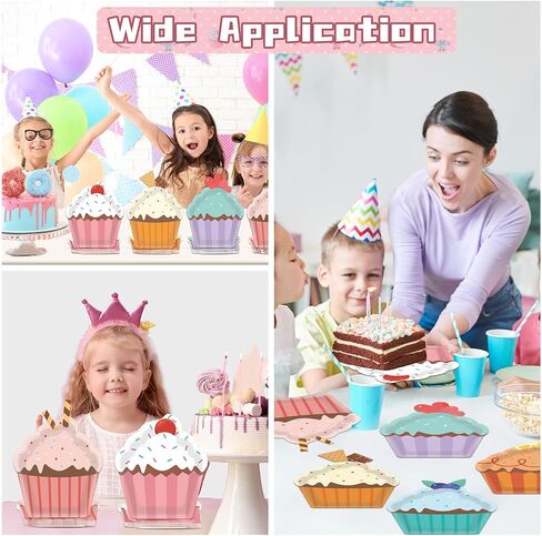 60 Pcs Donut Cupcake Party Plates Cake Shaped Disposable Plates Cupcake Paper Plates Treats Sweet Dessert Plates for Kids Girls Birthday Baby Shower Candyland Cookies Cupcake Tea Party Supplies Favor in Saudi Arabia