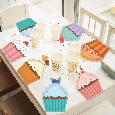 60 Pcs Donut Cupcake Party Plates Cake Shaped Disposable Plates Cupcake Paper Plates Treats Sweet Dessert Plates for Kids Girls Birthday Baby Shower Candyland Cookies Cupcake Tea Party Supplies Favor in Saudi Arabia