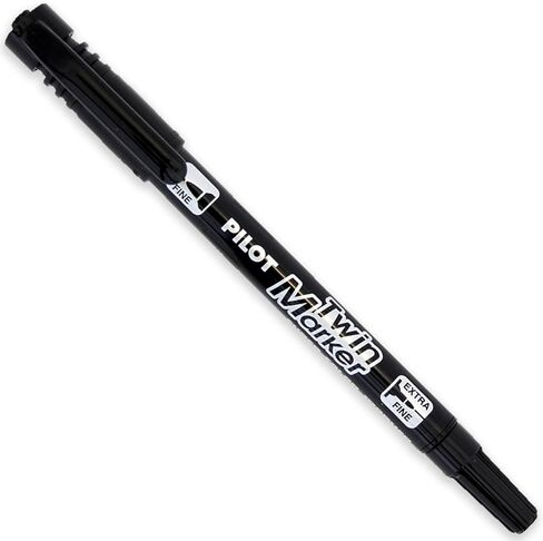 Pilot Twin Marker Pen - Permanent 2-in1 Markers - Fine & Extra Fine Dual Tips - 76% Recycled Begreen Range (Black, 3 Pack) in Saudi Arabia