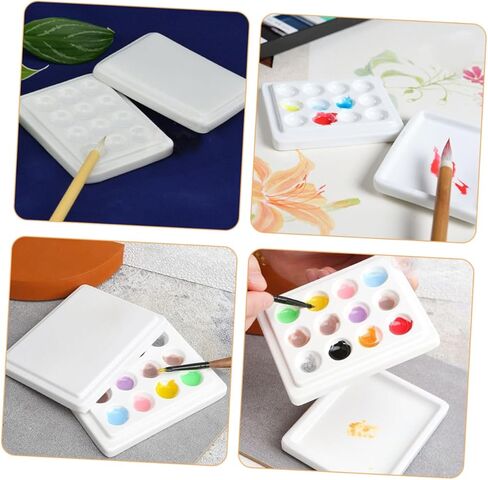 لوحة ألوان مائية 12 لونًا من البلاستيك علبة علبة حاوية طلاء مقاومة للغبار للفنانين والمبتدئين للألوان المائية والزيت in Kuwait