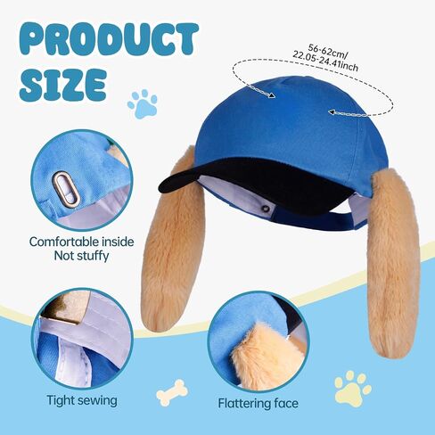 Dog Hero Hat Costume Kit, Include Dog Ears Cap, Dog Nose for Kids Men Women Halloween Cosplay Back to School Dress Up Blue in Kuwait