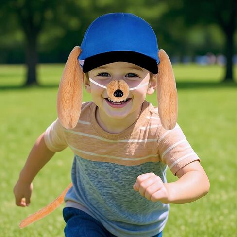 Dog Hero Hat Costume Kit, Include Dog Ears Cap, Dog Nose for Kids Men Women Halloween Cosplay Back to School Dress Up Blue in Kuwait