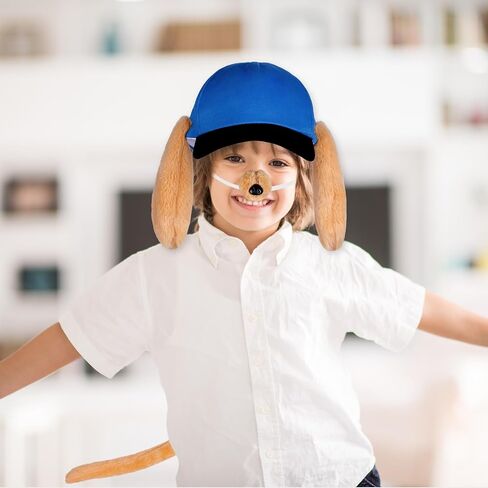 Dog Hero Hat Costume Kit, Include Dog Ears Cap, Dog Nose for Kids Men Women Halloween Cosplay Back to School Dress Up Blue in Kuwait