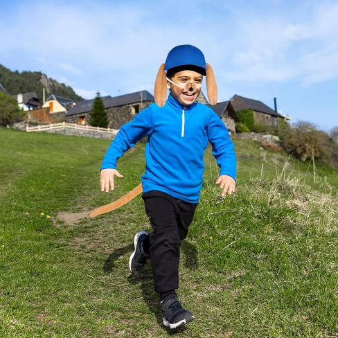 Dog Hero Hat Costume Kit, Include Dog Ears Cap, Dog Nose for Kids Men Women Halloween Cosplay Back to School Dress Up Blue in Kuwait