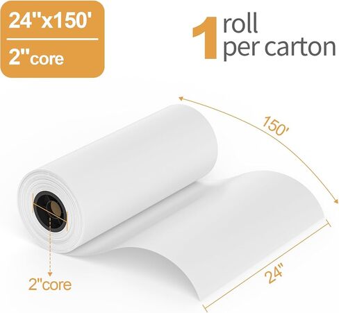 Wide Format Paper 24" x 150' CAD Rolls, Plotter Paper on 2" Core for CAD Drawings, 1 Roll Engineering Plans, GIS Maps & Architectural Designs in Saudi Arabia