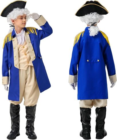 زي Akokvlar George Washington for Kids Hamilton American Boys Coysume with شعر مستعار in Kuwait