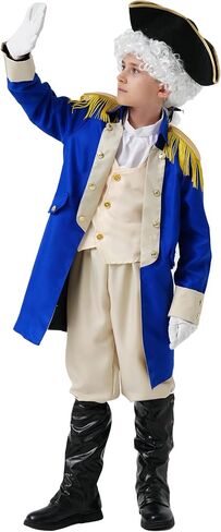 زي Akokvlar George Washington for Kids Hamilton American Boys Coysume with شعر مستعار in Kuwait