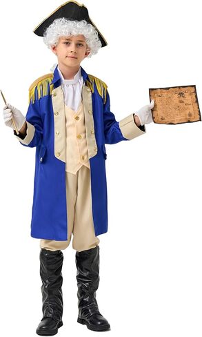 زي Akokvlar George Washington for Kids Hamilton American Boys Coysume with شعر مستعار in Kuwait