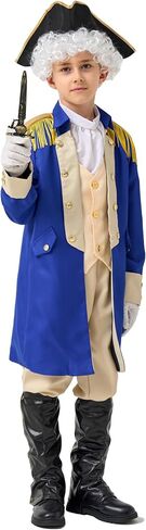 زي Akokvlar George Washington for Kids Hamilton American Boys Coysume with شعر مستعار in Kuwait