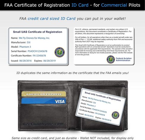 FAA Drone Labels (2 Sets of 3) for Mavic 3 + FAA UAS Registration ID Card for Part 107 Pilots + Lanyard and ID Card Holder + Optional Battery Labels in Saudi Arabia