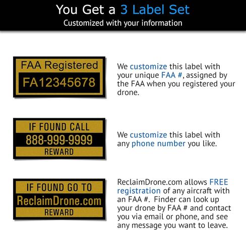 FAA Drone Labels (2 Sets of 3) for Mavic 3 + FAA UAS Registration ID Card for Part 107 Pilots + Lanyard and ID Card Holder + Optional Battery Labels in Saudi Arabia