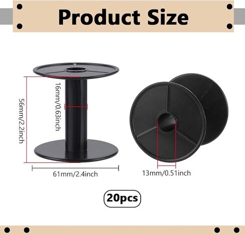 PH PandaHall 20 Packs Small Empty Spools Black Plastic Spools Wire Weaving Bobbins Ribbon Chain Tape Spools Craft Thread Spools for Embroidery Thread Yarn String Wire Bobbin Cord, 2.2X 2.4 inch in Saudi Arabia