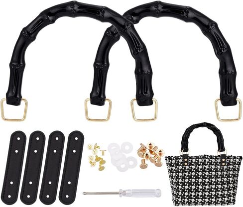ph pandahall 2pcs مقابز الأكياس على شكل حرف U ، 5 × 6.5 بوصة الأشرطة المقلدة من الأشرطة Bamboo Bass Plastic Presh Shorts Handbag Bacs Bass مع أبازيم جلدية لمحفظة DIY محفظة مصنوعة يدوية in Saudi Arabia