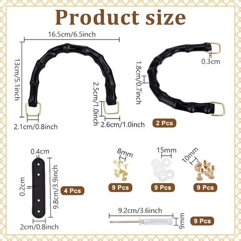 ph pandahall 2pcs مقابز الأكياس على شكل حرف U ، 5 × 6.5 بوصة الأشرطة المقلدة من الأشرطة Bamboo Bass Plastic Presh Shorts Handbag Bacs Bass مع أبازيم جلدية لمحفظة DIY محفظة مصنوعة يدوية in Saudi Arabia