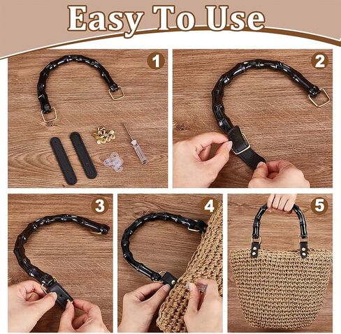 ph pandahall 2pcs مقابز الأكياس على شكل حرف U ، 5 × 6.5 بوصة الأشرطة المقلدة من الأشرطة Bamboo Bass Plastic Presh Shorts Handbag Bacs Bass مع أبازيم جلدية لمحفظة DIY محفظة مصنوعة يدوية in Saudi Arabia