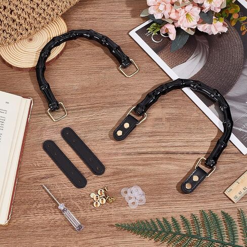 ph pandahall 2pcs مقابز الأكياس على شكل حرف U ، 5 × 6.5 بوصة الأشرطة المقلدة من الأشرطة Bamboo Bass Plastic Presh Shorts Handbag Bacs Bass مع أبازيم جلدية لمحفظة DIY محفظة مصنوعة يدوية in Saudi Arabia