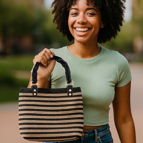 ph pandahall 2pcs مقابز الأكياس على شكل حرف U ، 5 × 6.5 بوصة الأشرطة المقلدة من الأشرطة Bamboo Bass Plastic Presh Shorts Handbag Bacs Bass مع أبازيم جلدية لمحفظة DIY محفظة مصنوعة يدوية in Saudi Arabia