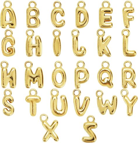 26pcs سحر رسائل ذهبية ، A-Z Glitter Bubble Alphabet Charms المعلقات الأولية المعلقة للمجوهرات صنع أساور النساء أقراط الأقراط DIY in Saudi Arabia