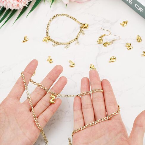 26pcs سحر رسائل ذهبية ، A-Z Glitter Bubble Alphabet Charms المعلقات الأولية المعلقة للمجوهرات صنع أساور النساء أقراط الأقراط DIY in Saudi Arabia