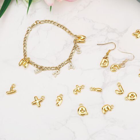 26pcs سحر رسائل ذهبية ، A-Z Glitter Bubble Alphabet Charms المعلقات الأولية المعلقة للمجوهرات صنع أساور النساء أقراط الأقراط DIY in Saudi Arabia