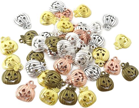 HONBAY 50PCS سحر سحر السقوط عتيقة قلادة الخريف قلادة القرع شكر الشكر سحر حبة الهالوين لأساور الأقراط القلادات مفاتيح: مصنوعة المجوهرات - 5 ألوان in Kuwait